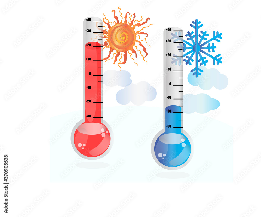 Thermometer winter summer with the image of the sun and snowflakes Thermometer winter summer with the image of the sun and snowflakes