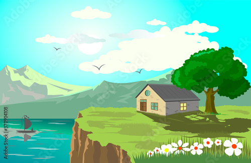 Landscape with house vector
