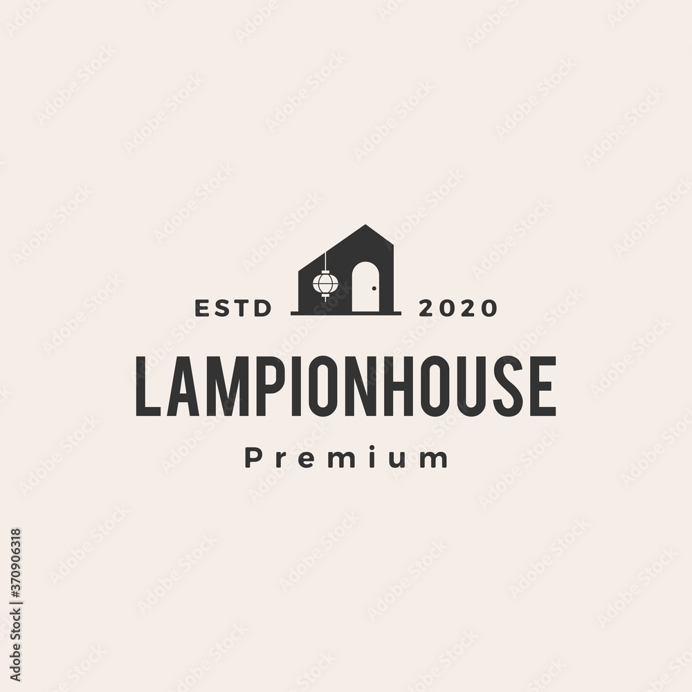 lampion house hipster vintage logo vector icon illustration