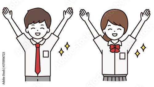 男子学生 女子学生 万歳 イラスト