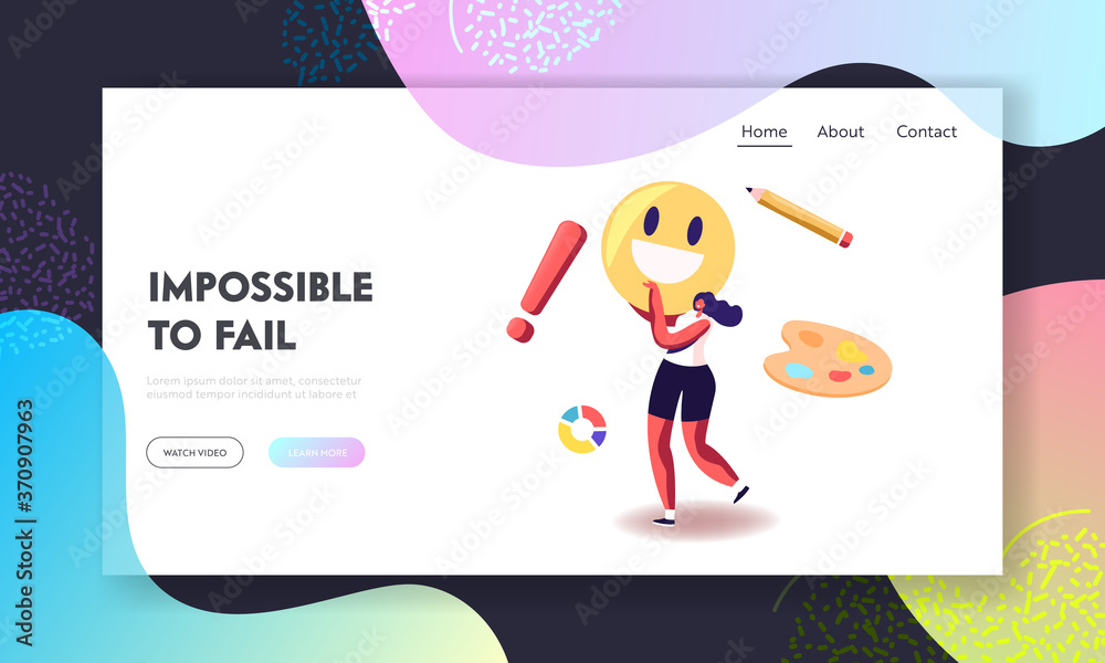 Creative Hobby, Drawing Relaxed Recreation Landing Page Template. Talented Artist Female Character with Paints Palette Creative Hobby, Drawing Relaxed Recreation Landing Page Template. Talented Artist Female Character with Paints Palette