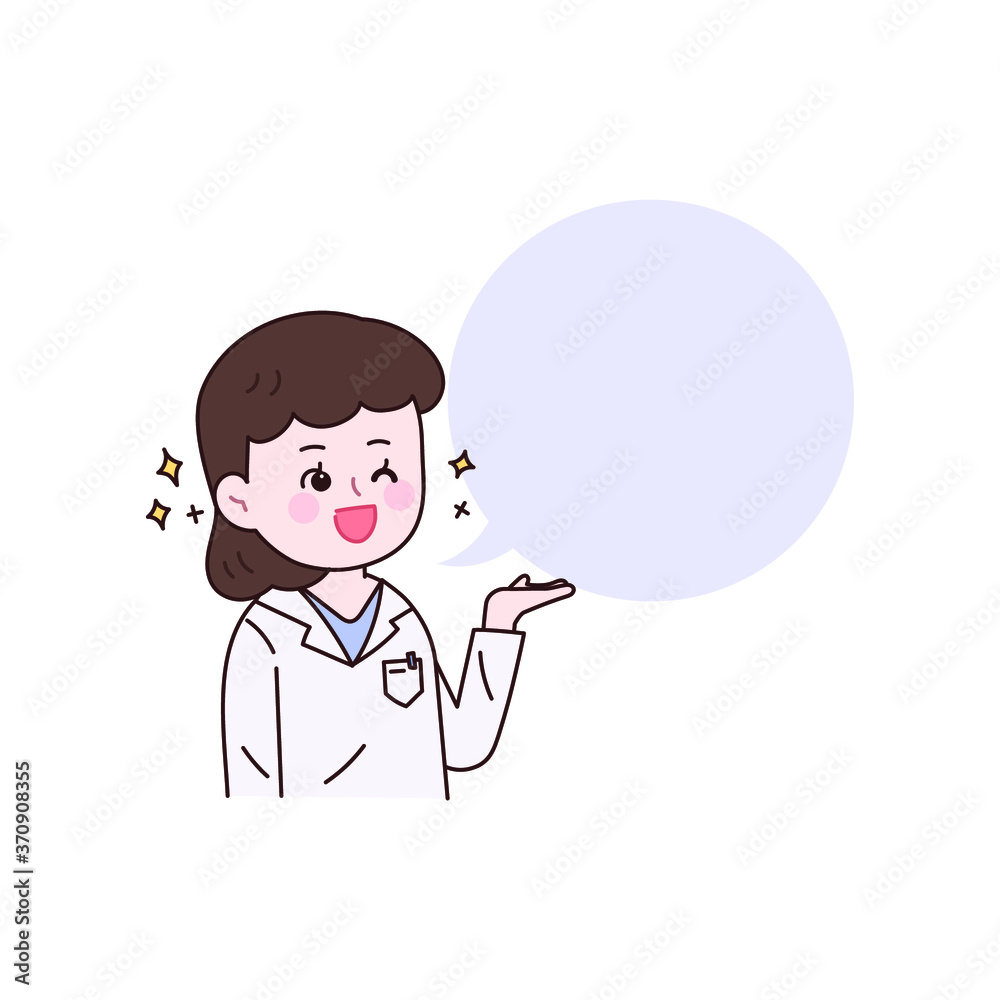 설명하는 여성 의사 캐릭터. 설명하는 여성 의사 캐릭터.