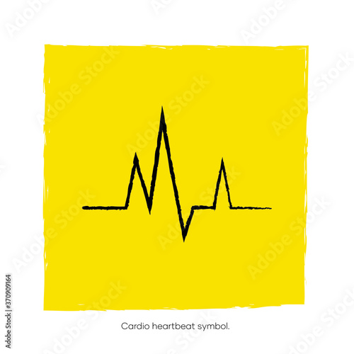 Solid heart rhythm ekg icon. Cardio heartbeat symbol. Vector Illustration.