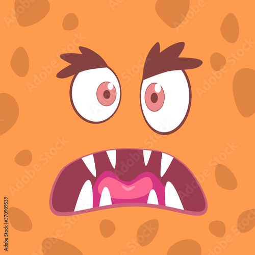 The face of a cheerful cartoon monster. Vector illustration