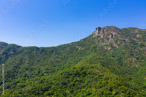 Lion Rock mountain with blue sky in Hong Kong