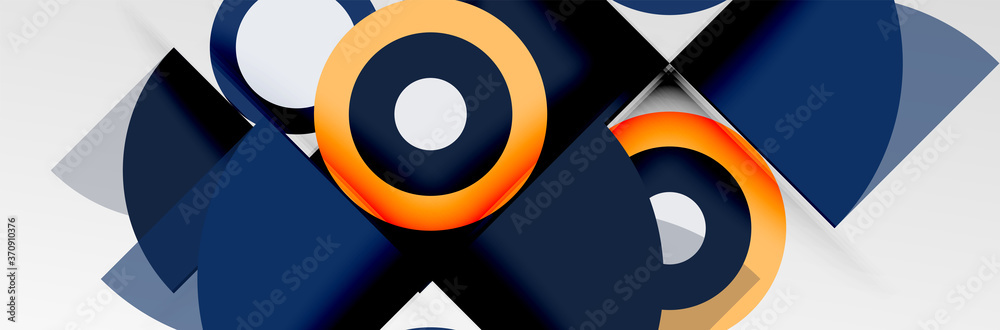 Bright color circles, abstract round shapes and triangles composition with shadow effects. Vector modern geometric design template Bright color circles, abstract round shapes and triangles composition with shadow effects. Vector modern geometric design template
