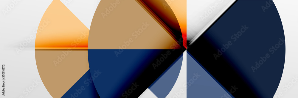 Bright color circles, abstract round shapes and triangles composition with shadow effects. Vector modern geometric design template Bright color circles, abstract round shapes and triangles composition with shadow effects. Vector modern geometric design template