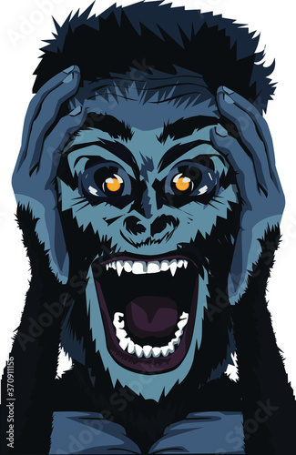 a startled gorilla holds his face