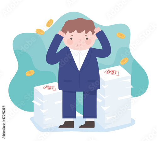 bankruptcy worried businessman with loan debts business financial crisis