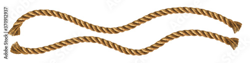 collection of various ropes string on white background. each one is shot separately