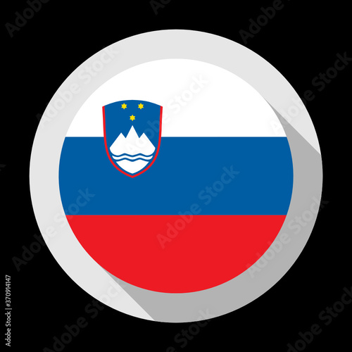 round icon with slovenia flag, isolated on black background