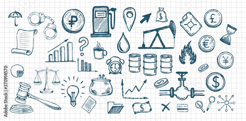 Business symbols. Management concept with Doodle design style.