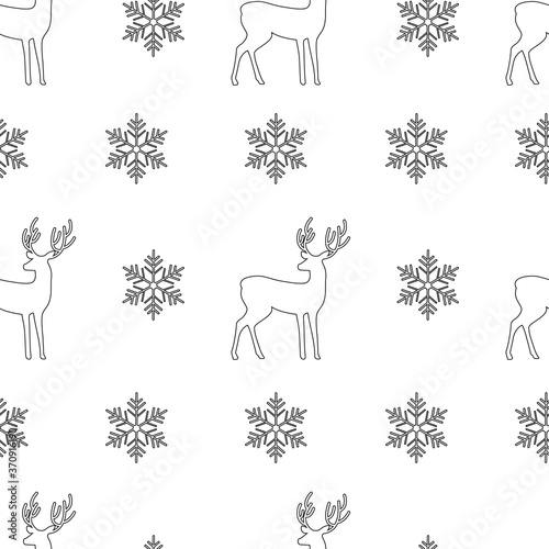 Winter Christmas pattern with deers. seamless pattern © Helenshi