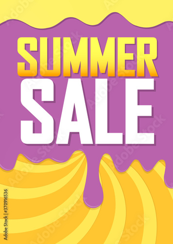 Summer Sale, poster design template, discount banner, vector illustration