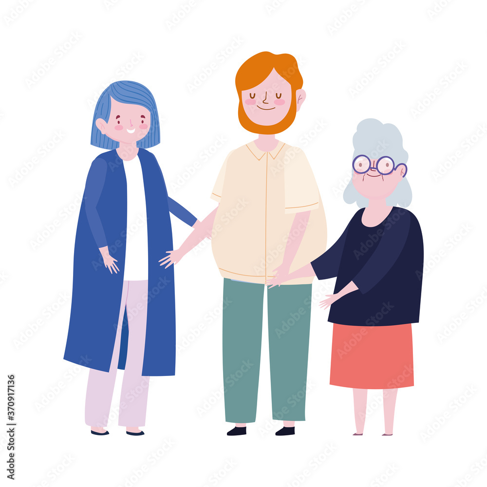 family dad mom and granny member cartoon character family dad mom and granny member cartoon character