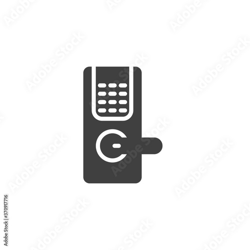 Smart door lock with keypad vector icon. filled flat sign for mobile concept and web design. Digital door handle lock glyph icon. Symbol, logo illustration. Vector graphics