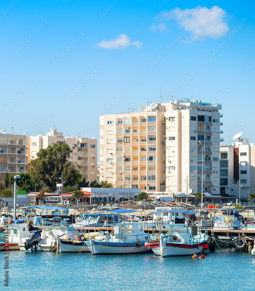 Larnaca marina, apartments, cityscape, Cyprus