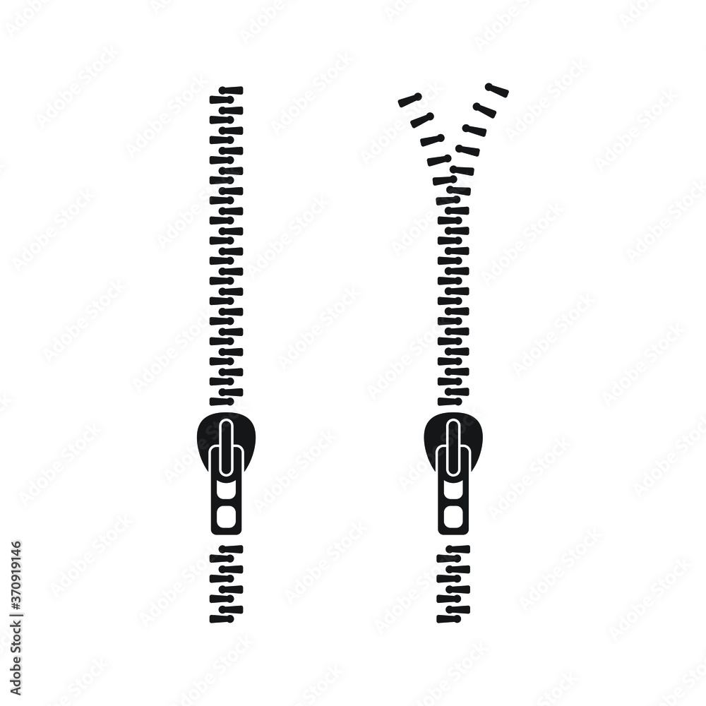 Zipper buttoned, lock and unlock. Vector illustration Zipper buttoned, lock and unlock. Vector illustration