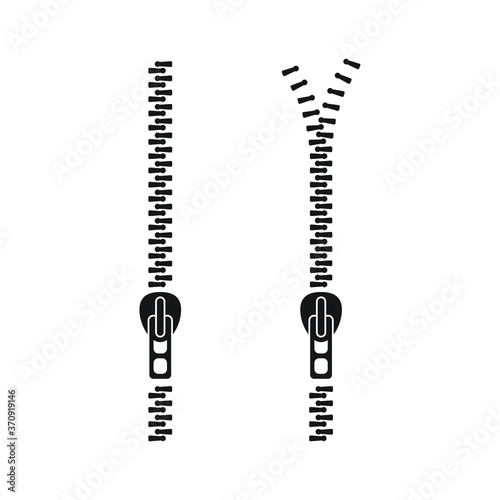 Zipper buttoned, lock and unlock. Vector illustration