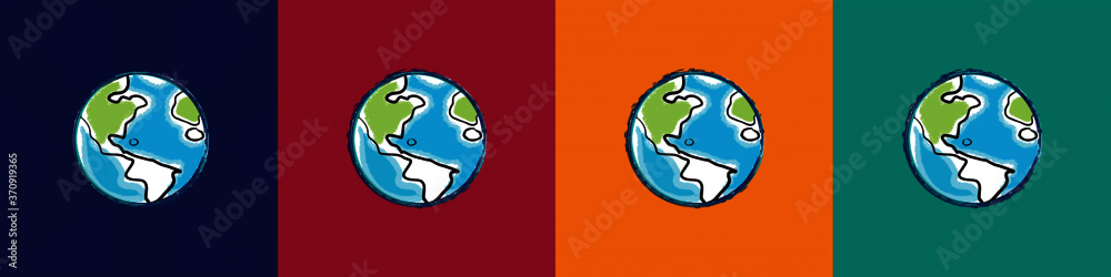 Obraz premium Globe sketch. Isolated on a colorful background