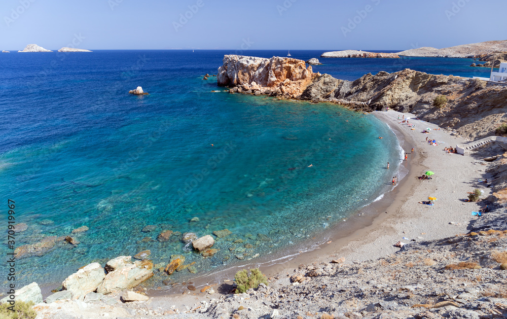 Vardia beach, Folegandros island, Cyclades, Greece.