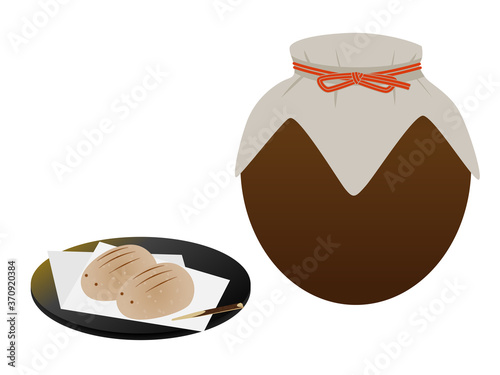 亥の子餅と茶壷