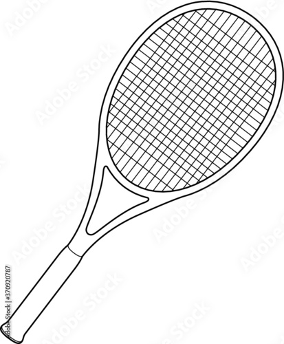 A vector line art illustration of a tennis racket