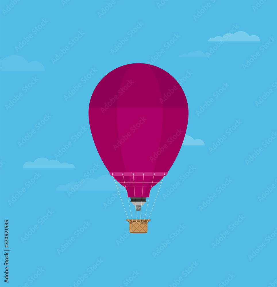Fototapeta premium hot air balloon. Planning summer vacations. Tourism and vacation theme. Flat design vector illustration.