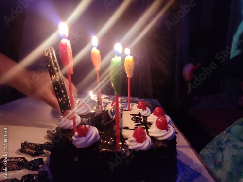 birthday cake with candles