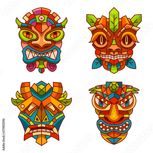 Totem pole mask set, religious ethnic idols