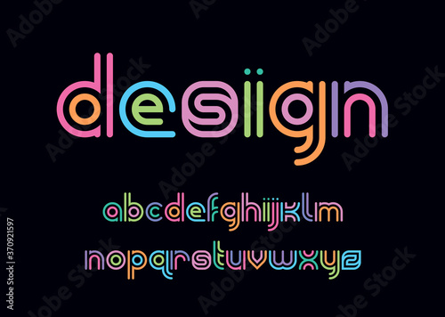 modern round font of two color lines