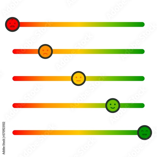 Feedback concept design scale. Stress level scale emotions. Color level indicator.