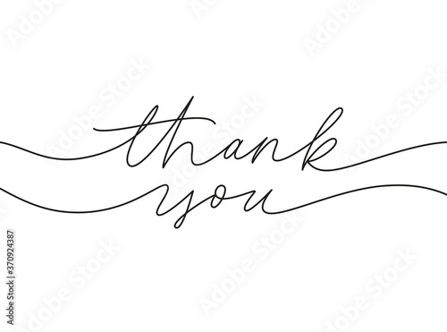 Thank you hand drawn vector modern calligraphy. Thank you handwritten ink illustration, dark brush pen line lettering isolated on white background. Usable for greeting cards, poster, banners, gifts