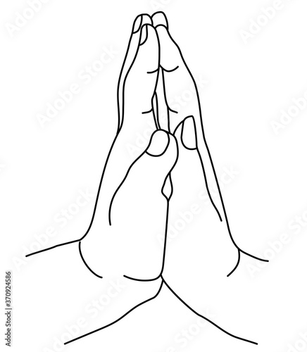 Hands. a womans palm is attached to a mans palm. gestures - Tenderness, love and passion. contour line drawing. Isolated on white background vector