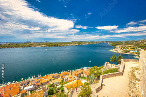 Sea bay near Sibenik, an ancient city on the Dalmatian coast of Adriatic sea in Croatia, Europe. photo