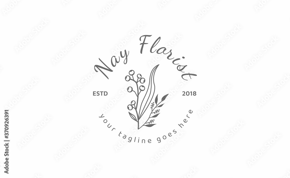 logo template for florist logo inspiration suitable for boutique, spa, salon, beauty, botanical, .and cosmetic. vector illustration