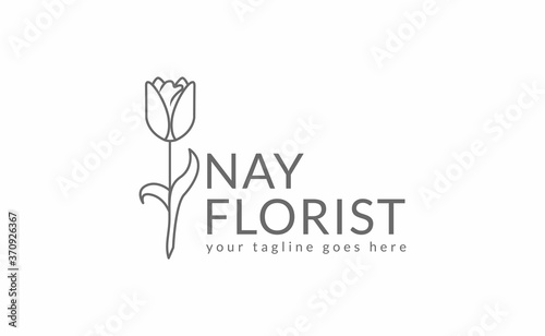 logo template for florist. tulips flower logo inspiration suitable for boutique, spa, salon, .beauty, botanical, and cosmetic. vector illustration