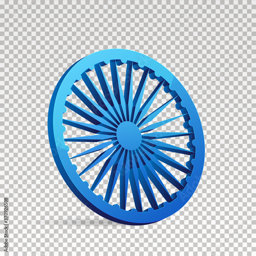 3D Ashoka Wheel Illustration of Indian Flag for Independence Day or Republic Day on Transparent Background.
