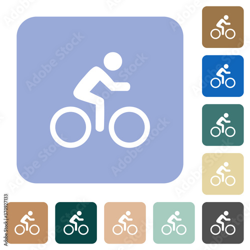 Bicycle with rider rounded square flat icons