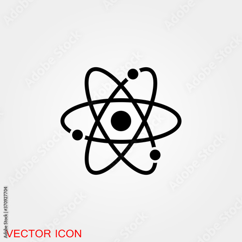 Atom icon, black science fiction atom icon