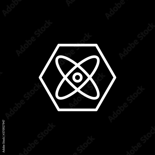 Atom icon, black science fiction atom icon