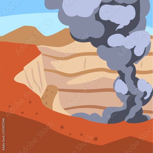 Wallpaper Mural Iron Ore Mining Quarry, Metallurgical Industry Concept Vector Illustration Torontodigital.ca