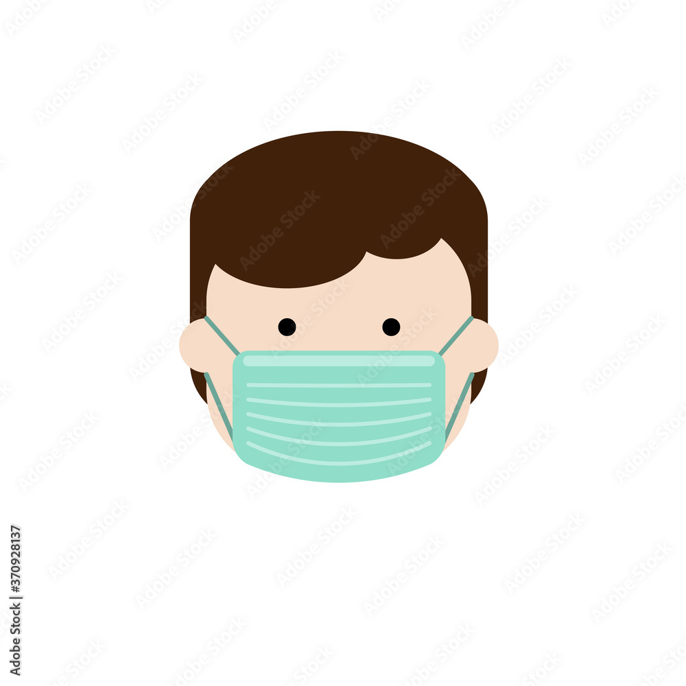 Boy wearing a surgical mask