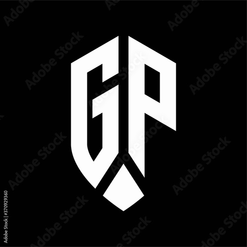 gp logo monogram with emblem shield style design template