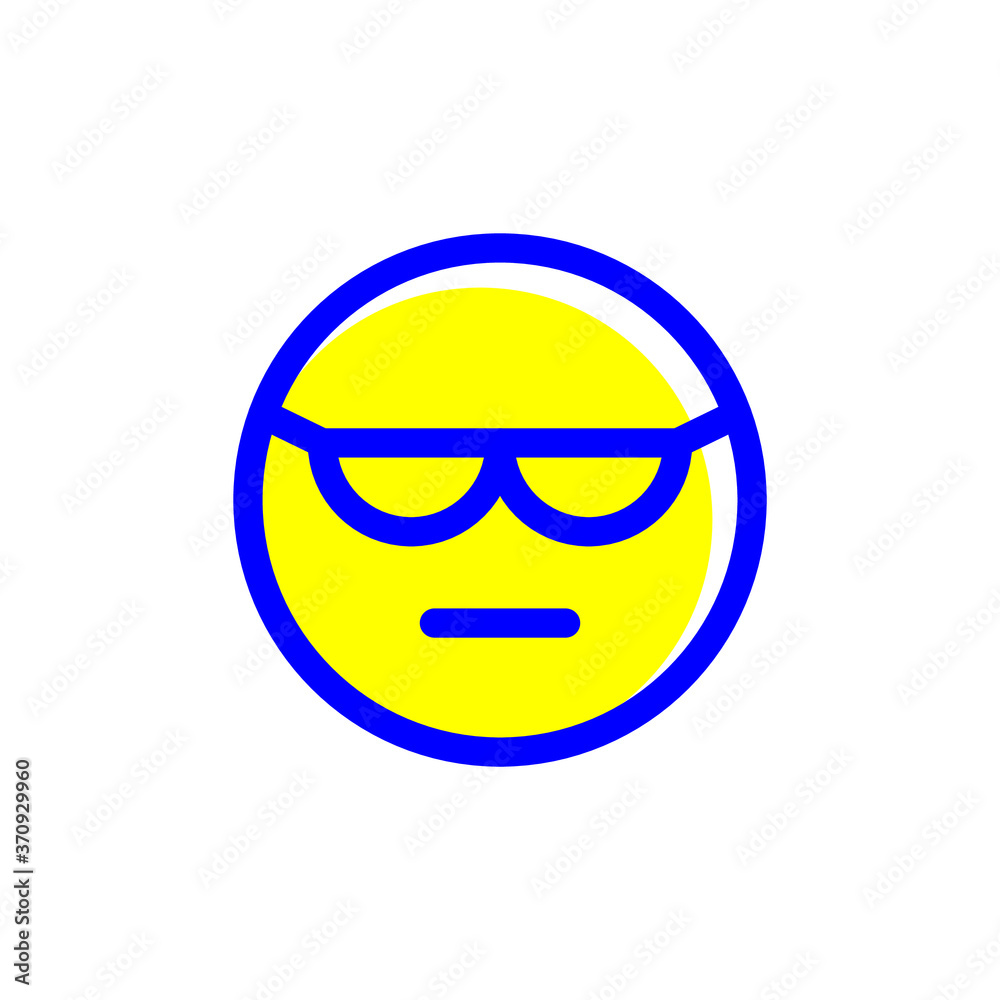 emoji icon face yellow and blue line vctor eps