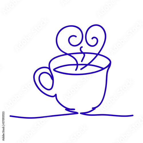 Vector one line drawing of handmade mug on white isolated background  flat style. Symbol  lunch  tea  coffee  gifts  celebration  decoration.
