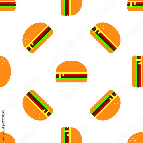simple vector eps seamless pattern background from illustration of a burger cheeseburger on a white background