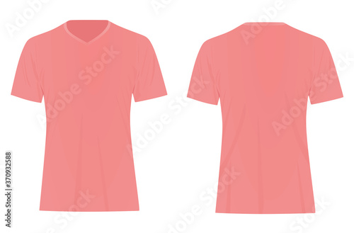 Pink v neck t shirt. vector illustration