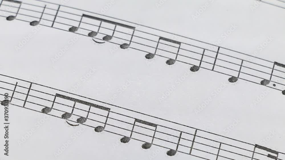Rotating musical notes - Close-up view Rotating musical notes - Close-up view