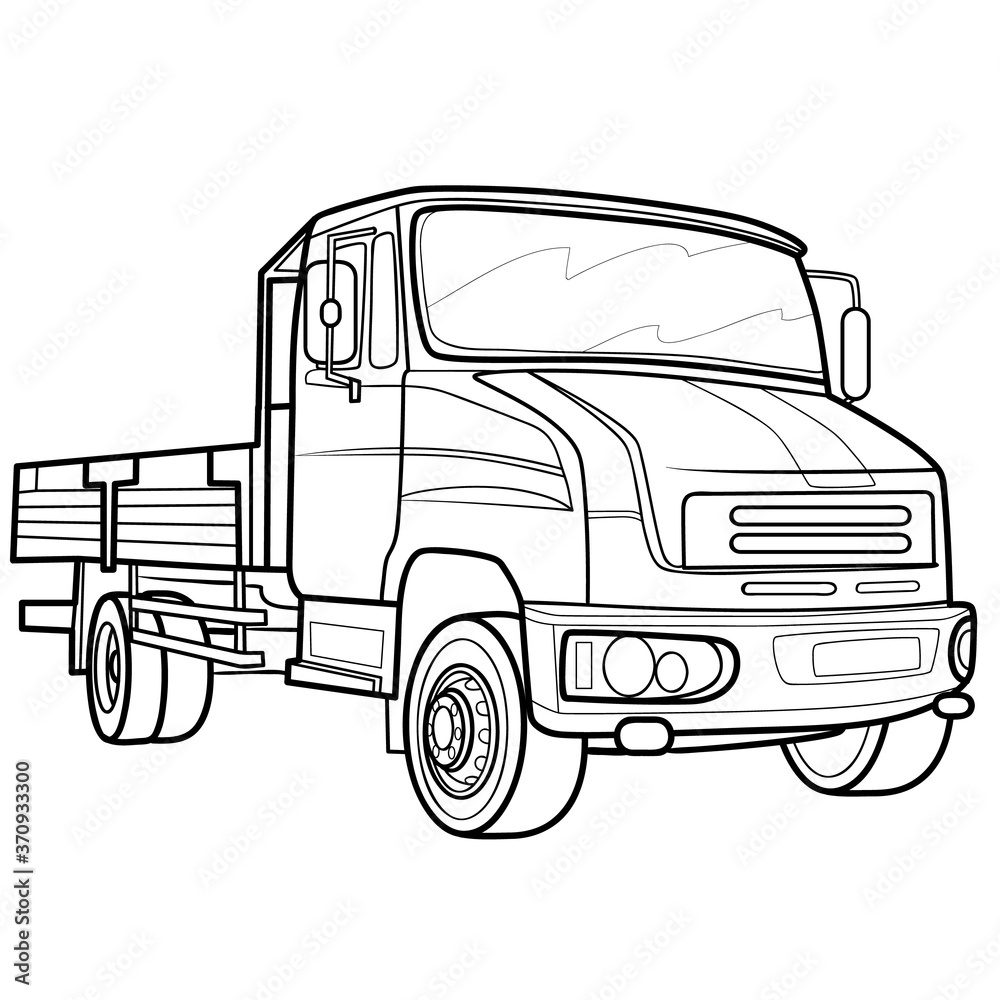 truck sketch, coloring book, isolated object on white background, vector illustration, truck sketch, coloring book, isolated object on white background, vector illustration,